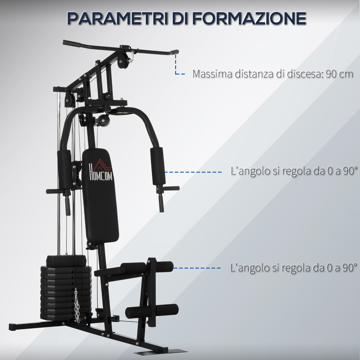 easycomfort easycomfort stazione fitness con pesi da 45kg per allenamento a casa 135x103x210cm nero