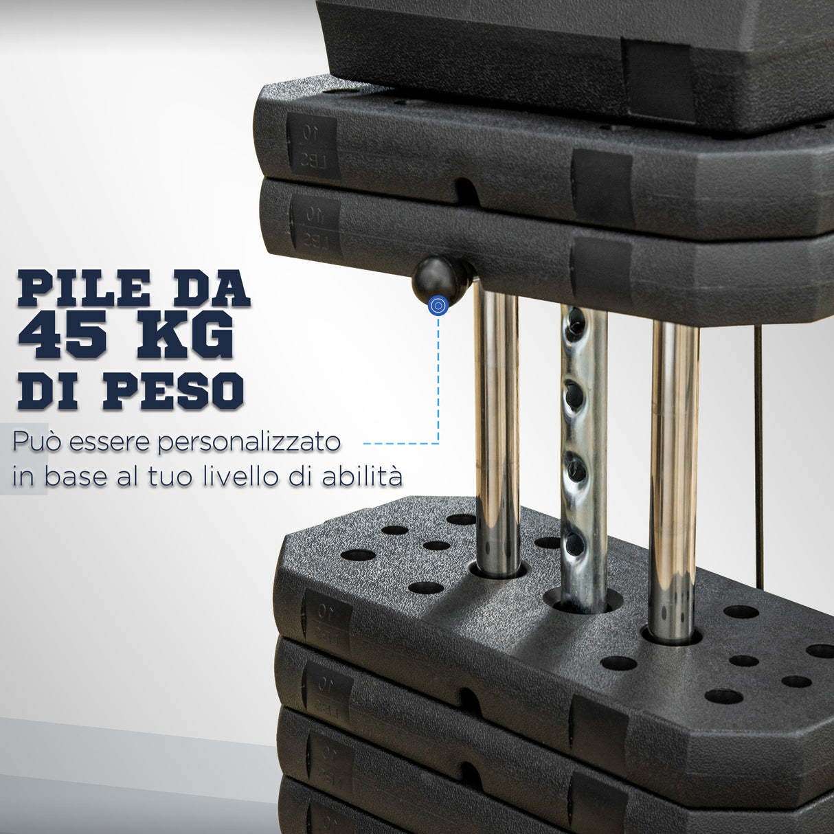 easycomfort easycomfort stazione fitness multifunzione power tower con pesi fino 45kg e panca imbottita 135x103x210cm