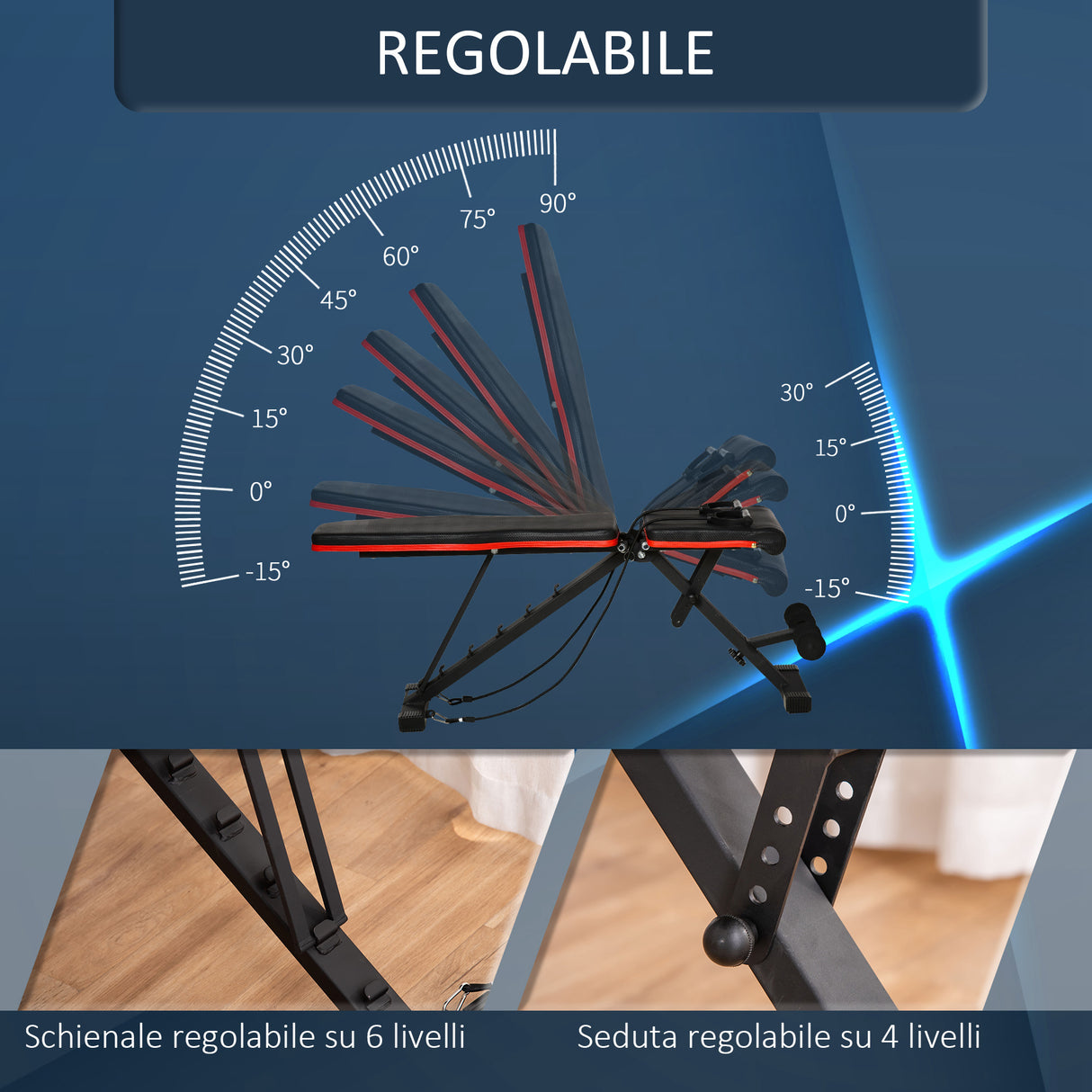 easycomfort easycomfort panca multifunzione per addominali e pesi inclinazione regolabile ed elastici 130x48x48 109cm nero