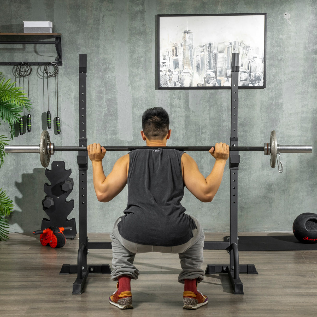 easycomfort porta bilanciere regolabile con supporti per dip station e push up 111 151x69x120 150 cm nero