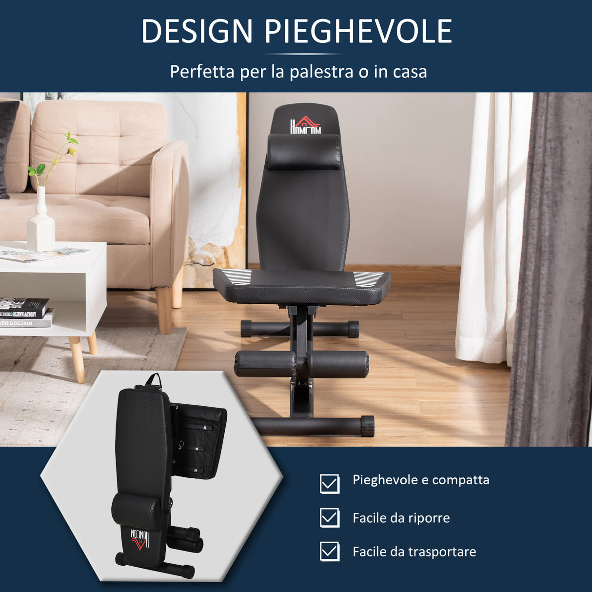 easycomfort easycomfort panca pesi multifunzione per palestra pieghevole e regolabile 145x55x41 114cm nero