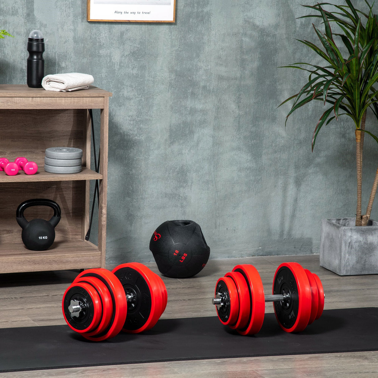 easycomfort set manubri palestra con pesi da 40kg rivestiti in gomma in metallo e sabbia di ferro 45x26x26 cm rossa