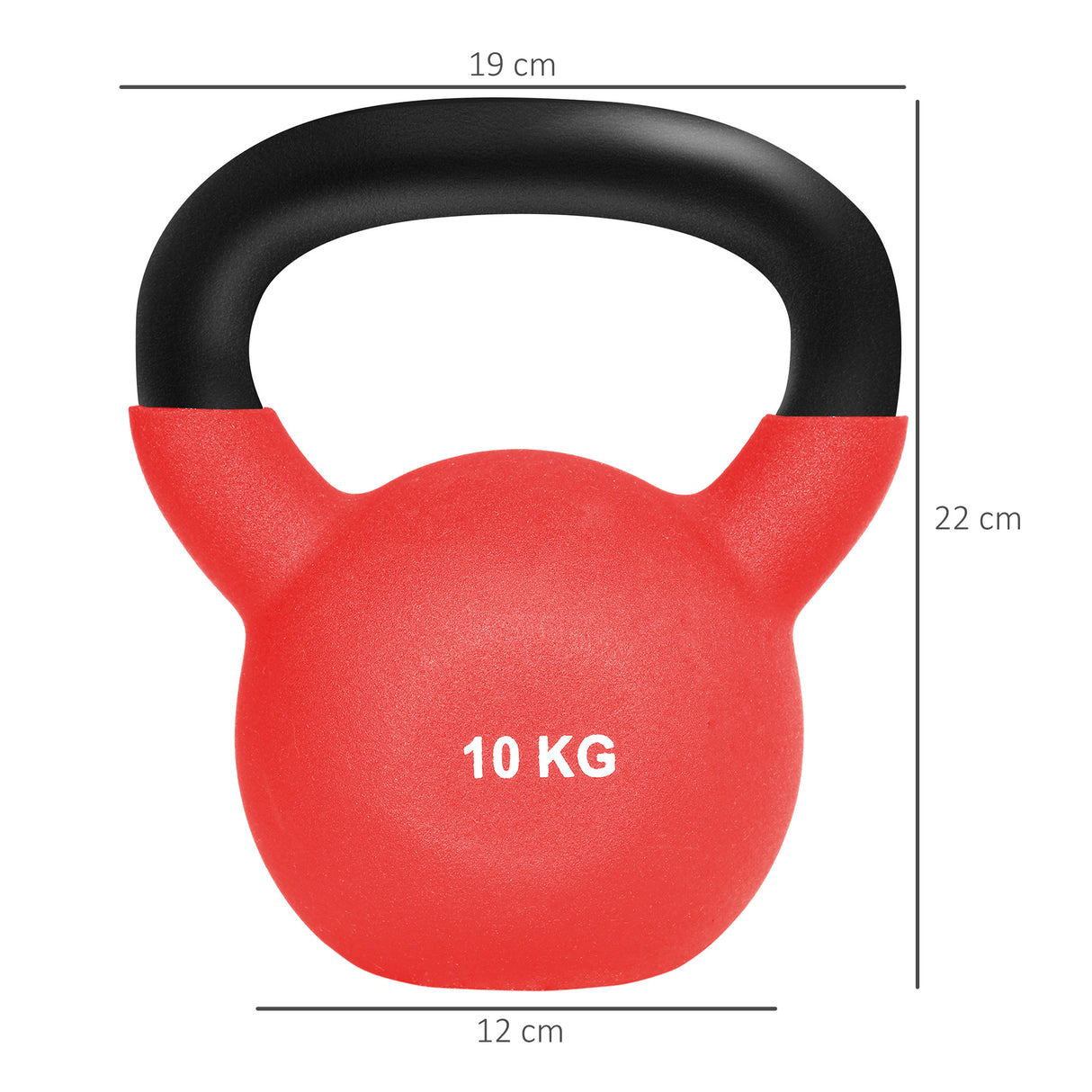 easycomfort kettlebell 10 kg per allenamento bicipiti e spalle in metallo e neoprene 19x12x22 cm rosso