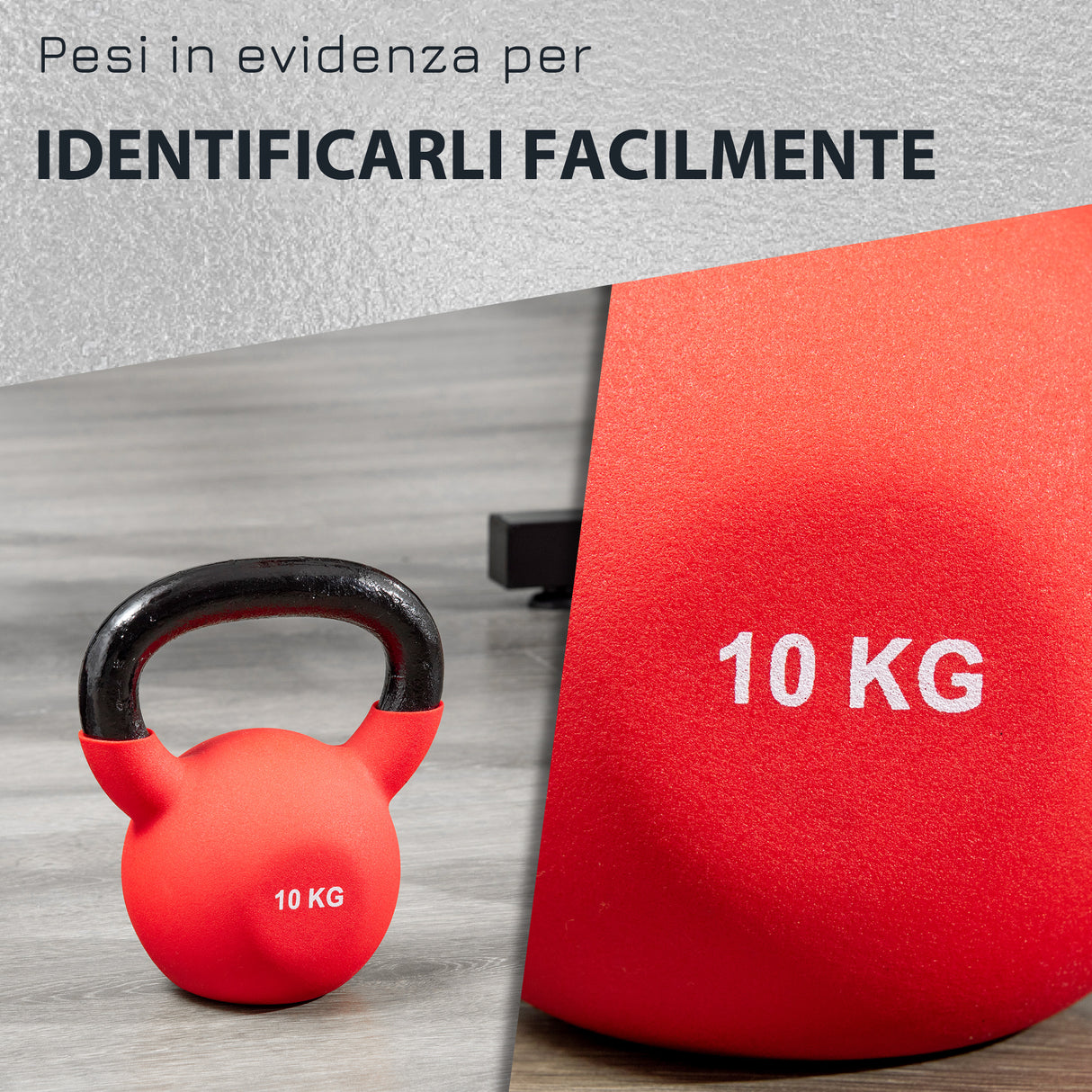 easycomfort kettlebell 10 kg per allenamento bicipiti e spalle in metallo e neoprene 19x12x22 cm rosso