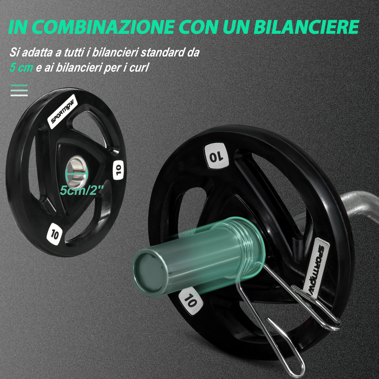 easycomfort set di 2 dischi pesi da 10kg in acciaio con rivestimento in gomma per bilanciere