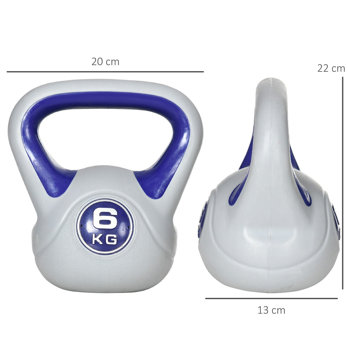 easycomfort kettlebell 6kg con rivestimento morbido e base piatta in pu e sabbia 20x13x22cm viola
