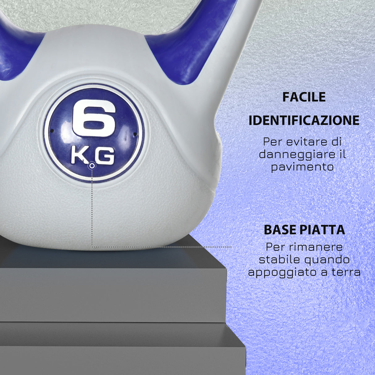 easycomfort kettlebell 6kg con rivestimento morbido e base piatta in pu e sabbia 20x13x22cm viola