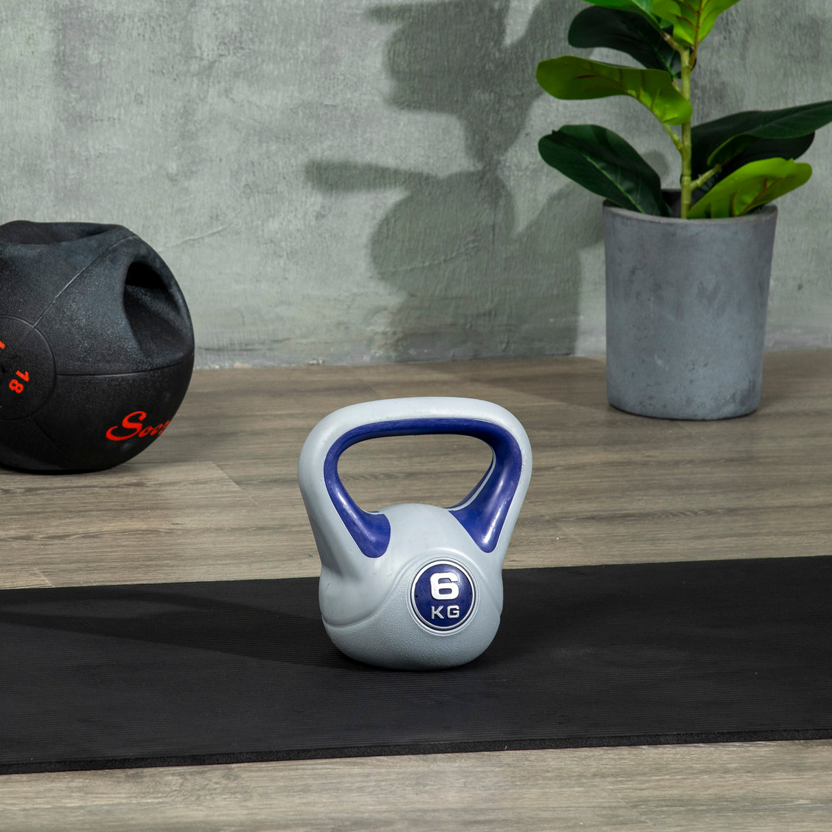 easycomfort kettlebell 6kg con rivestimento morbido e base piatta in pu e sabbia 20x13x22cm viola