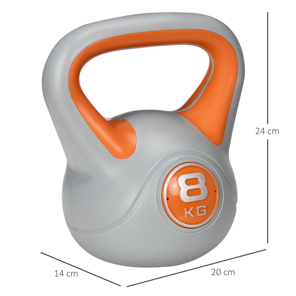 easycomfort easycomfort kettlebell 8kg in pu e sabbia con base piatta e impugnatura per stacchi squat e sollevamenti 20x14x24 cm arancione