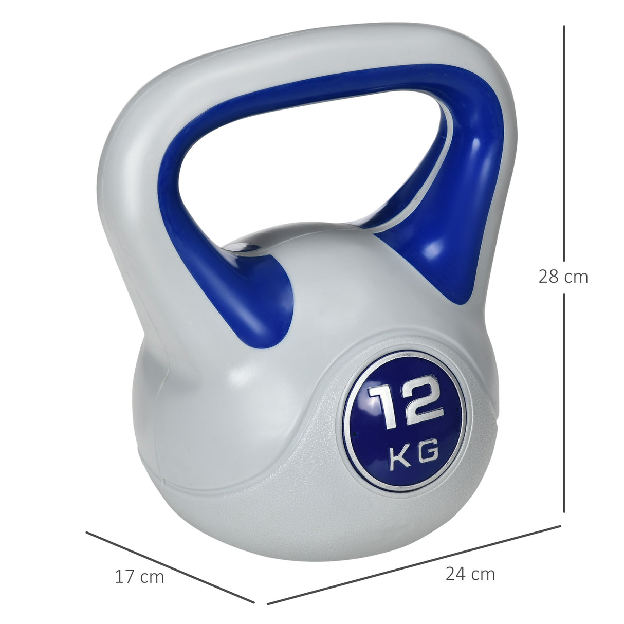 easycomfort kettlebell 12kg in pu e sabbia con base piatta e impugnatura per stacchi squat e sollevamenti 24x17x28 cm blu