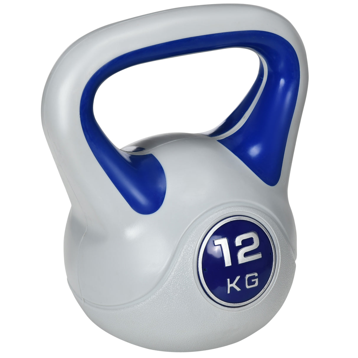 easycomfort kettlebell 12kg in pu e sabbia con base piatta e impugnatura per stacchi squat e sollevamenti 24x17x28 cm blu