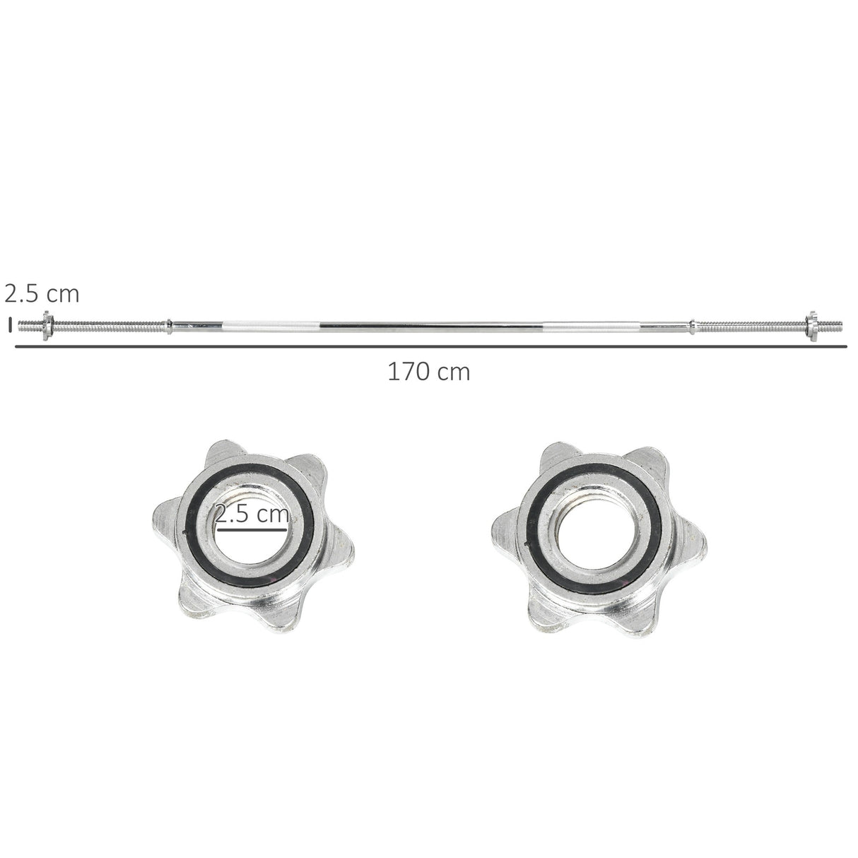 easycomfort bilanciere da squat stacchi da terra e sollevamenti per pesi da o2.5 cm da 100kg mx in acciaio o2.5x170 cm argento