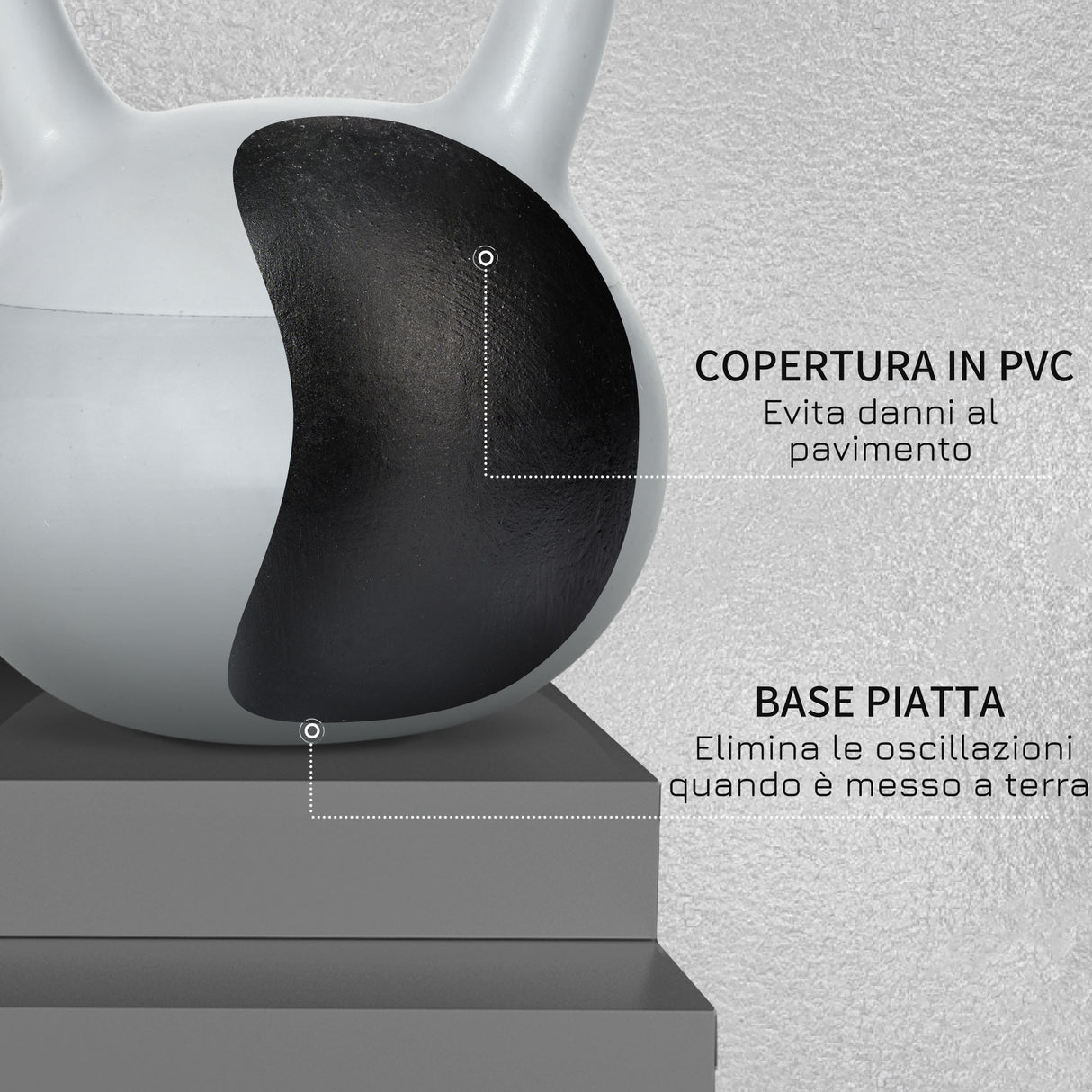 easycomfort kettlebell 8kg in pvc e sabbia metallica per allenamento spalle e bicipiti 22x22x29 cm grigio