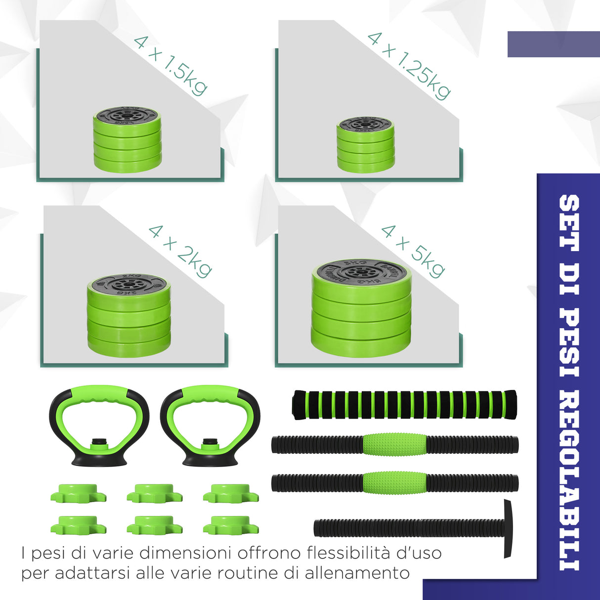 easycomfort pesi da palestra set 4 in 1 da 40kg totali utilizzabile come kettlebell manubri e bilancieri