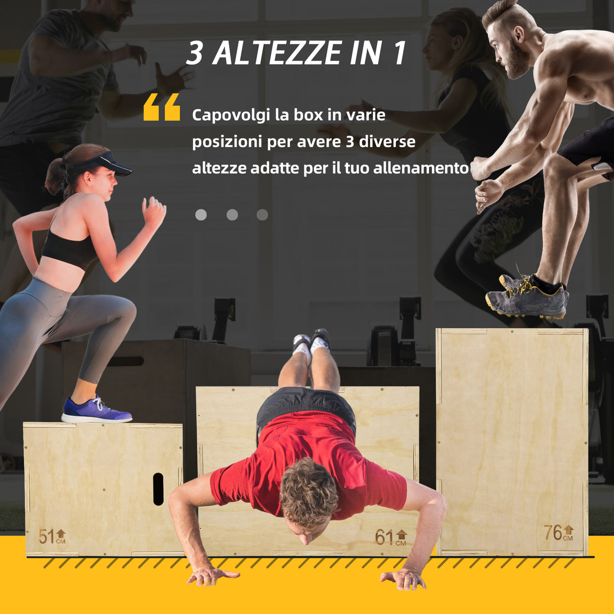 easycomfort plyo box in legno a 3 altezze jumping box pliometrico capacita 120kg 61x51x76cm