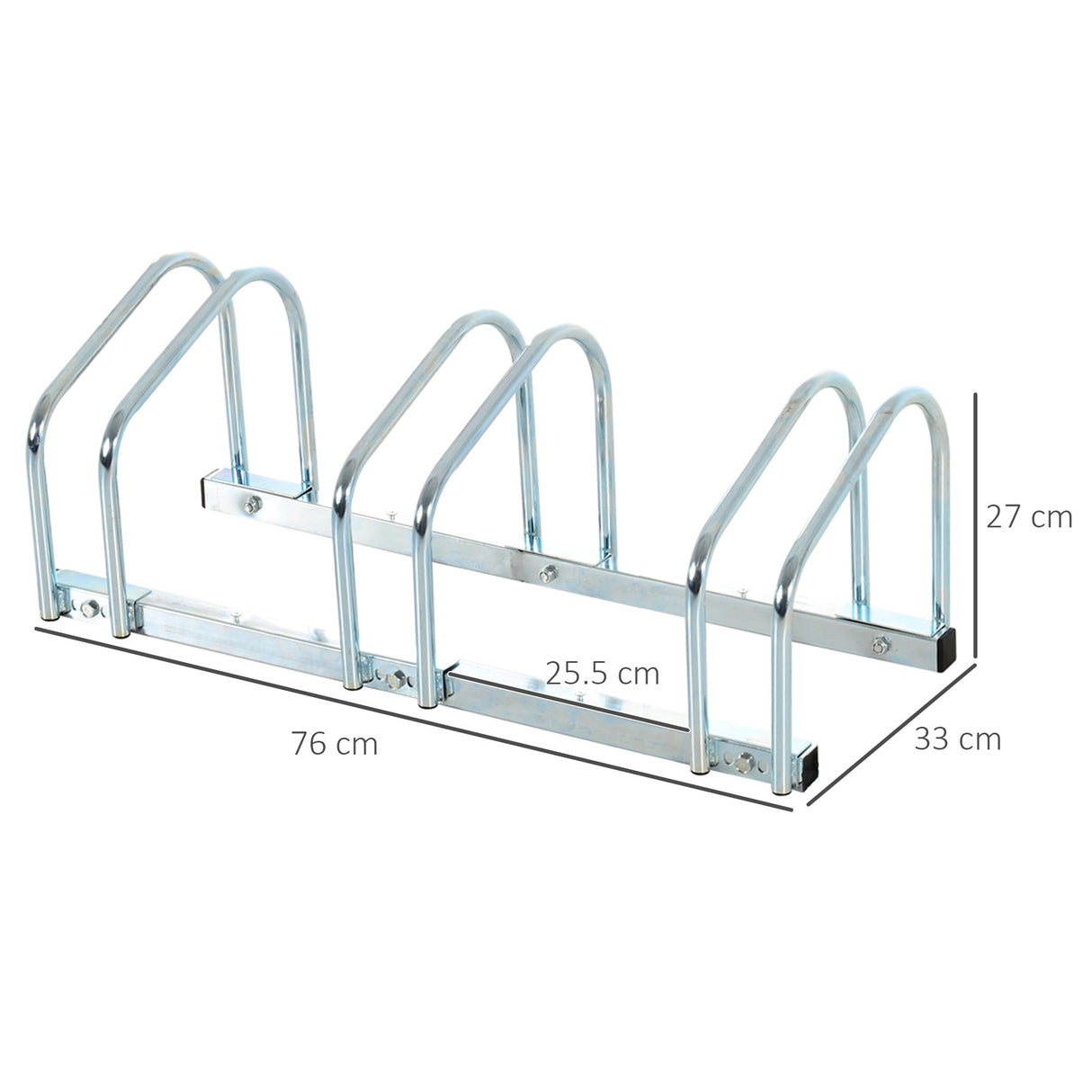 easycomfort rastrelliera portabiciclette parcheggio per 3 biciclette in acciaio 76x33x27 cm argento