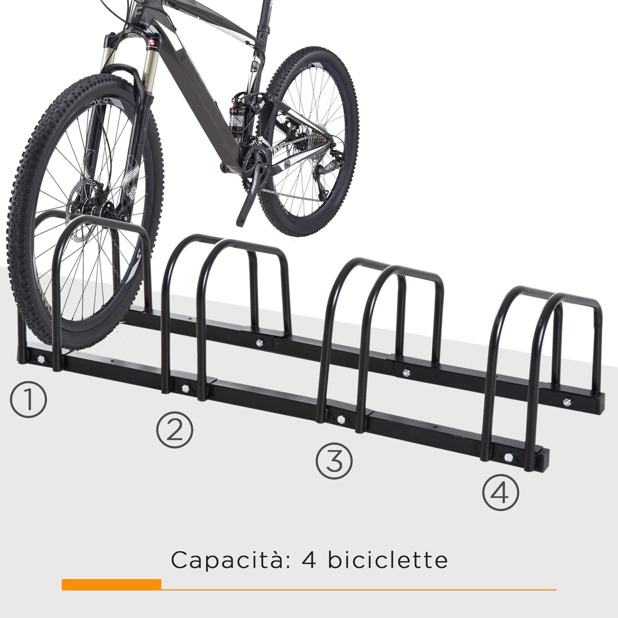 easycomfort easycomfort rastrelliera portabiciclette parcheggio per 4 biciclette in acciaio 110x33x27 cm nero