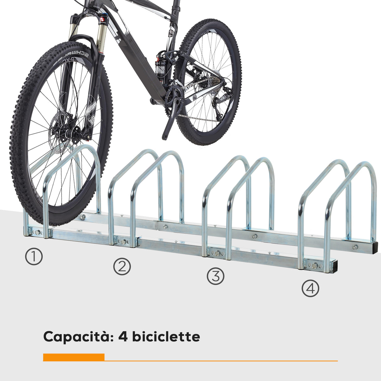 easycomfort rastrelliera portabiciclette parcheggio per 4 biciclette in acciaio 110x33x27 cm argento
