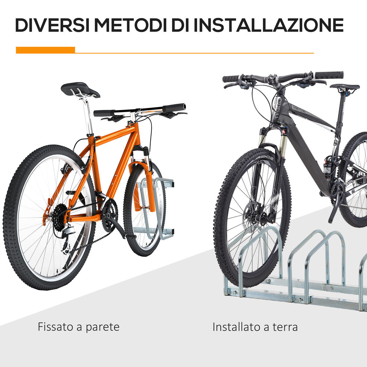 easycomfort rastrelliera portabiciclette parcheggio per 4 biciclette in acciaio 110x33x27 cm argento
