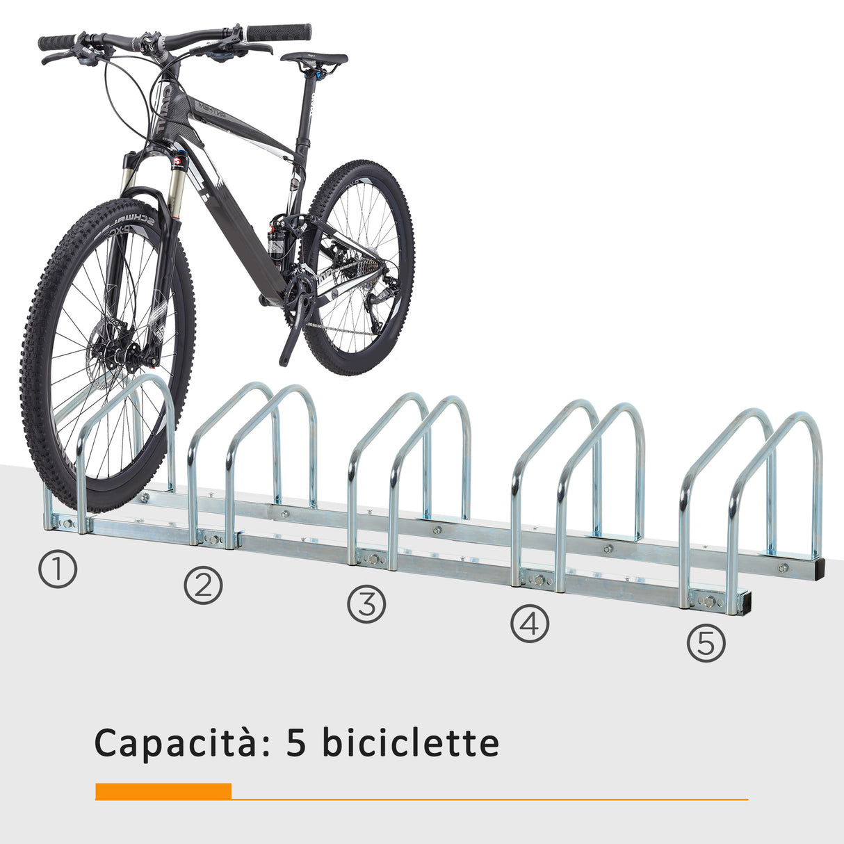 easycomfort rastrelliera portabiciclette parcheggio per 5 biciclette in acciaio 145 33 27 cm argento