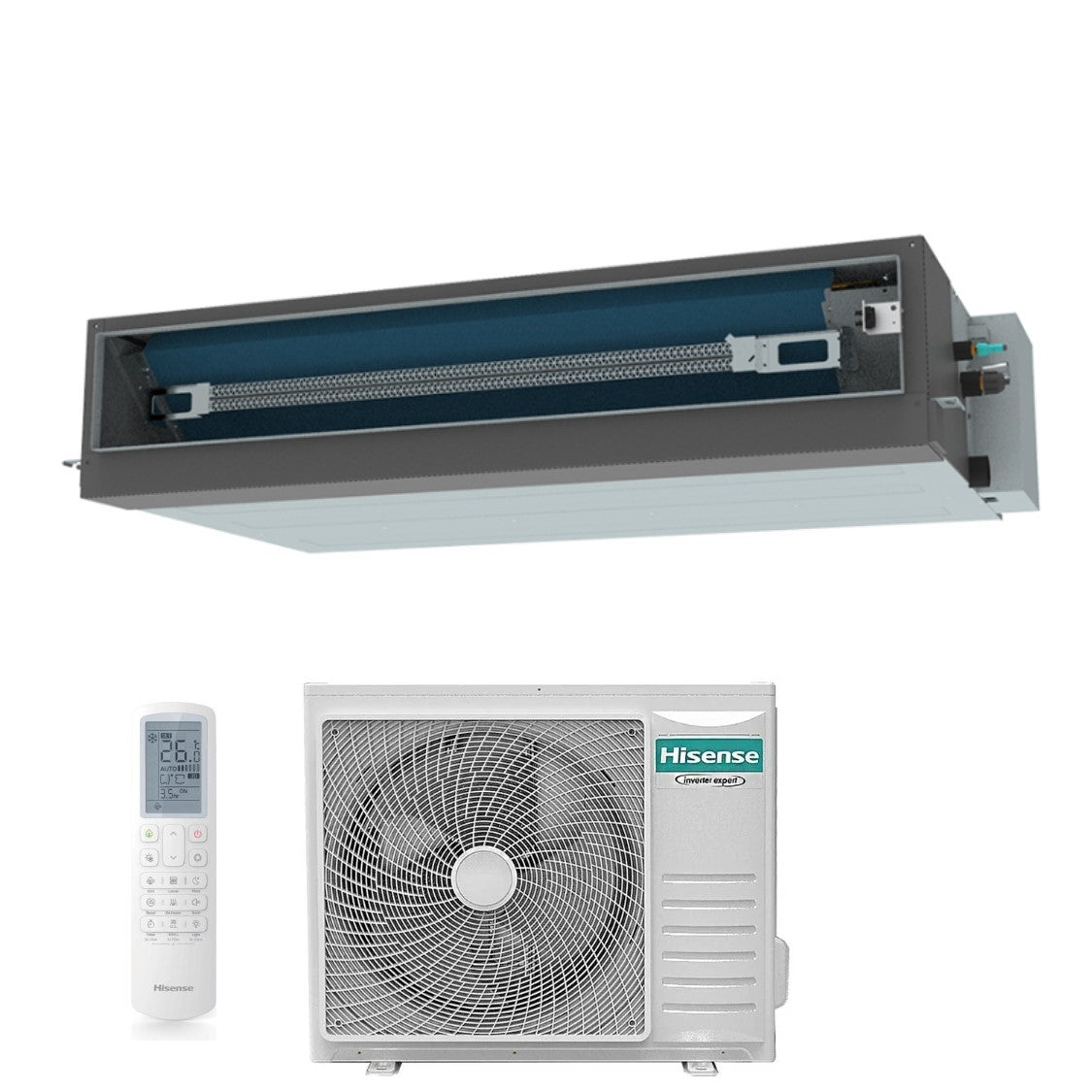 Hisense Ducted Inverter Air Conditioning TURBO series 24000 Btu AUD71UX4RFM8 + AUW71U4RK8 R-32 Optional Wi-Fi Class A++/A++ with Remote Control and Wired Control as standard