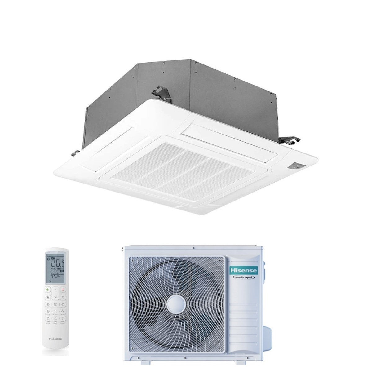 climatizzatore condizionatore hisense inverter a cassetta serie super 36000 btu auc105ur4rkc8 _ auw105u4rk7 r 32 wi fi optional classe a__ a_ con telecomando e pannello incluso