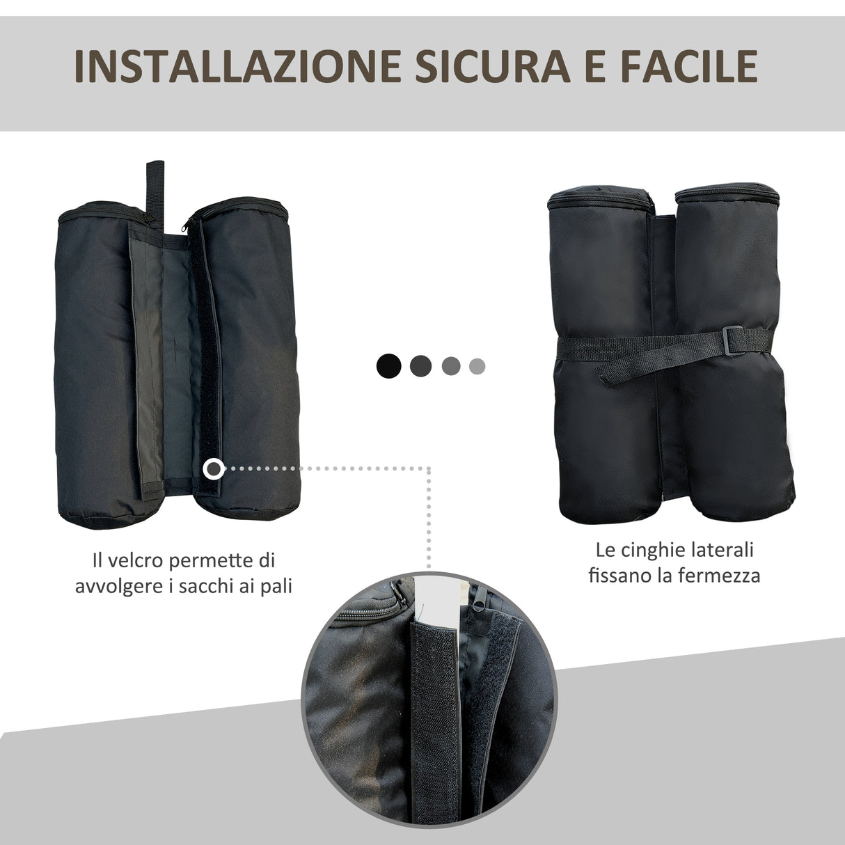 easycomfort piedistallo zavorra per ancoraggio gazebo 4 pezzi nero