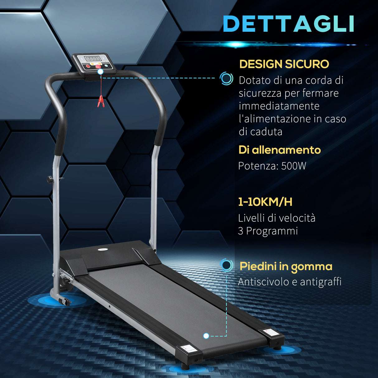 easycomfort easycomfort tapis roulant elettrico e pieghevole con schermo lcd motore 500w velocita 10km h