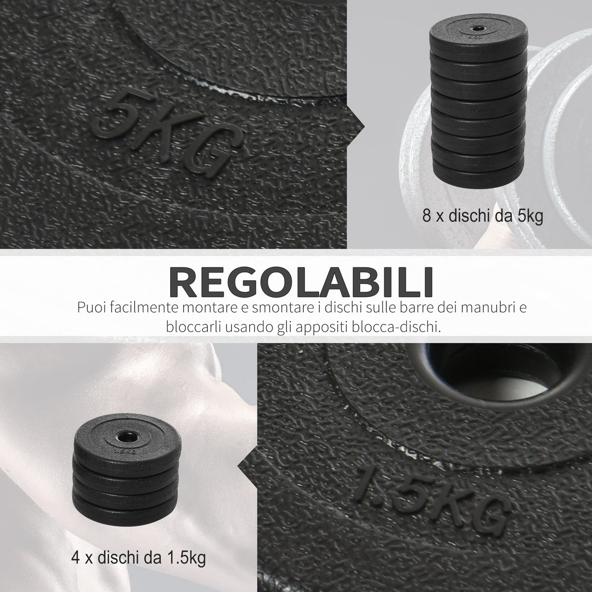 easycomfort easycomfort set manubri palestra 50kg 8x5kg 4x1 5kg pesi palestra con 12 dischi da 1 5kg 5kg 25mm per allenamento a casa