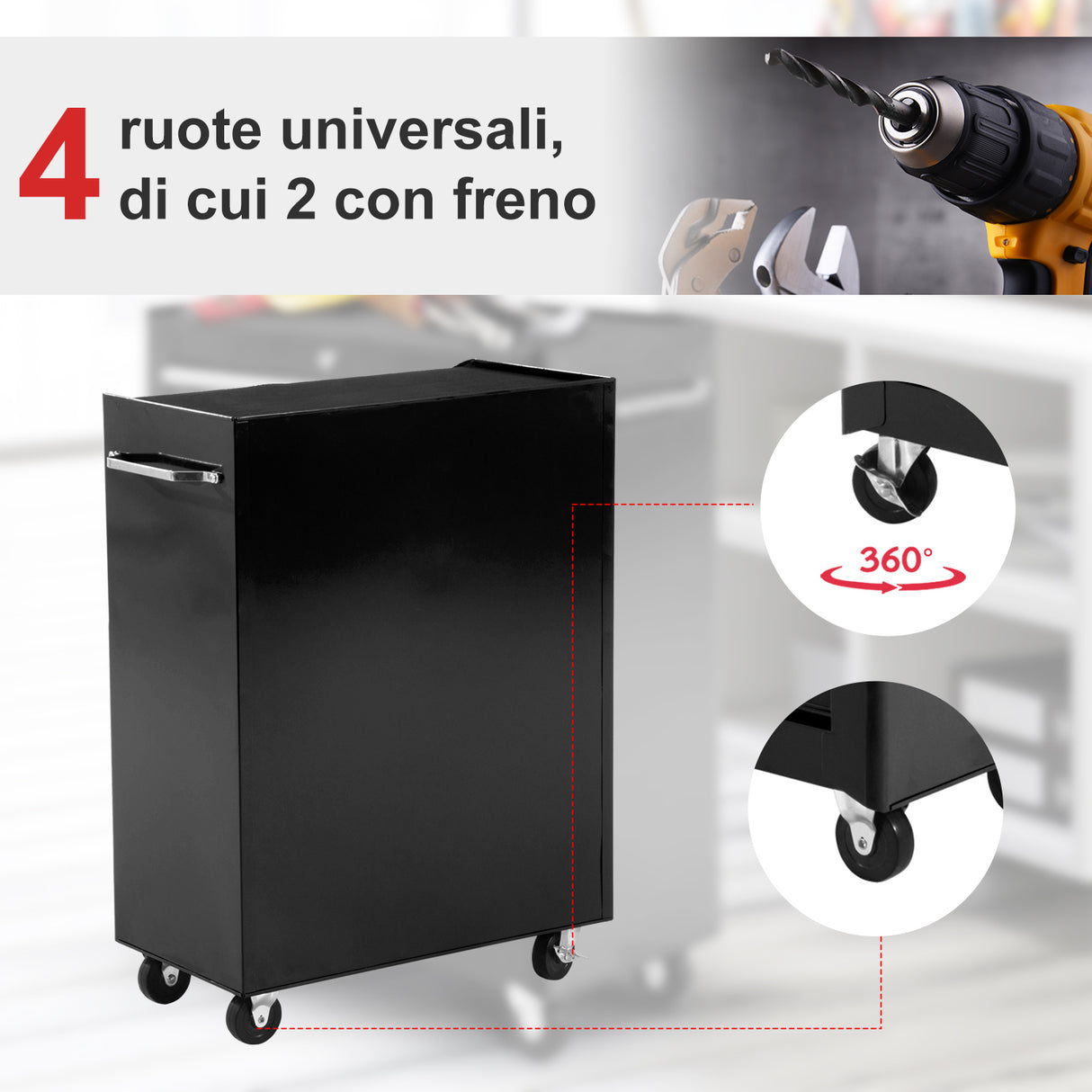 easycomfort carrello cassettiera porta utensili per officina nero 61.5x33x85cm