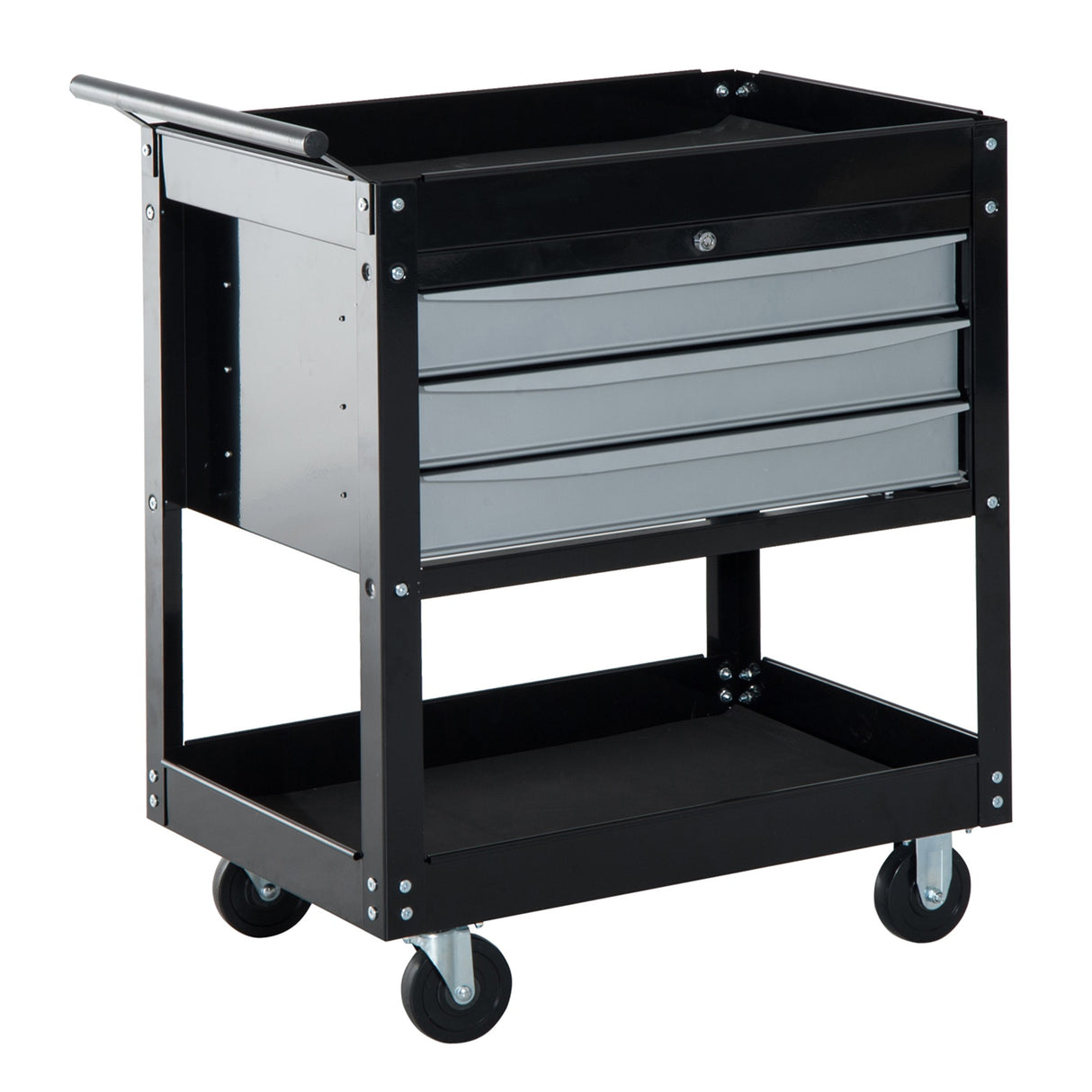 easycomfort easycomfort carrello da officina professionale cassettiera portautensili in lamiera nero 68x46x88cm