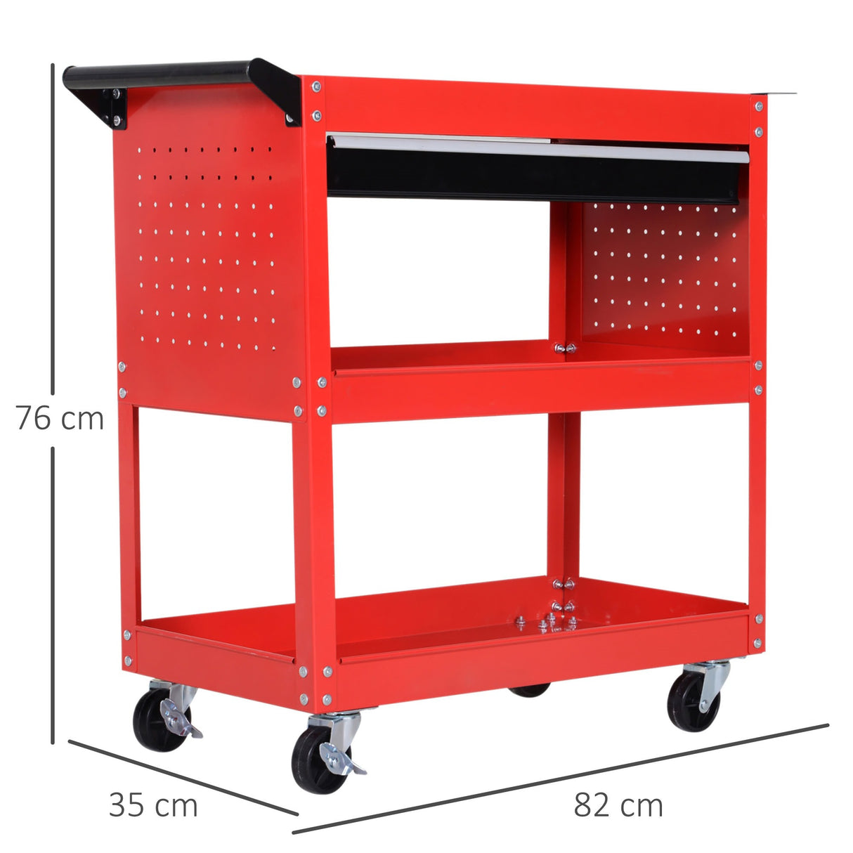 easycomfort carrello portautensili da officina rosso 70x35x75.5cm