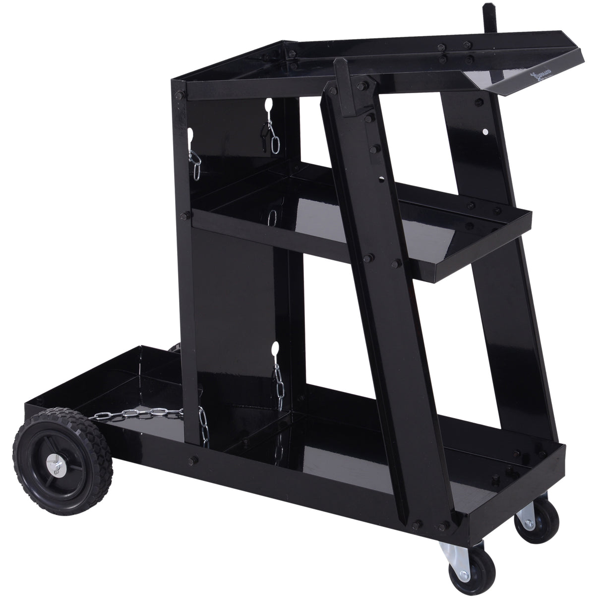 easycomfort carrello porta utensili attrezzi 3 ripiani 4 ruote in gomma max. 50kg da officina acciaio 71 x 70 x 39cm nero