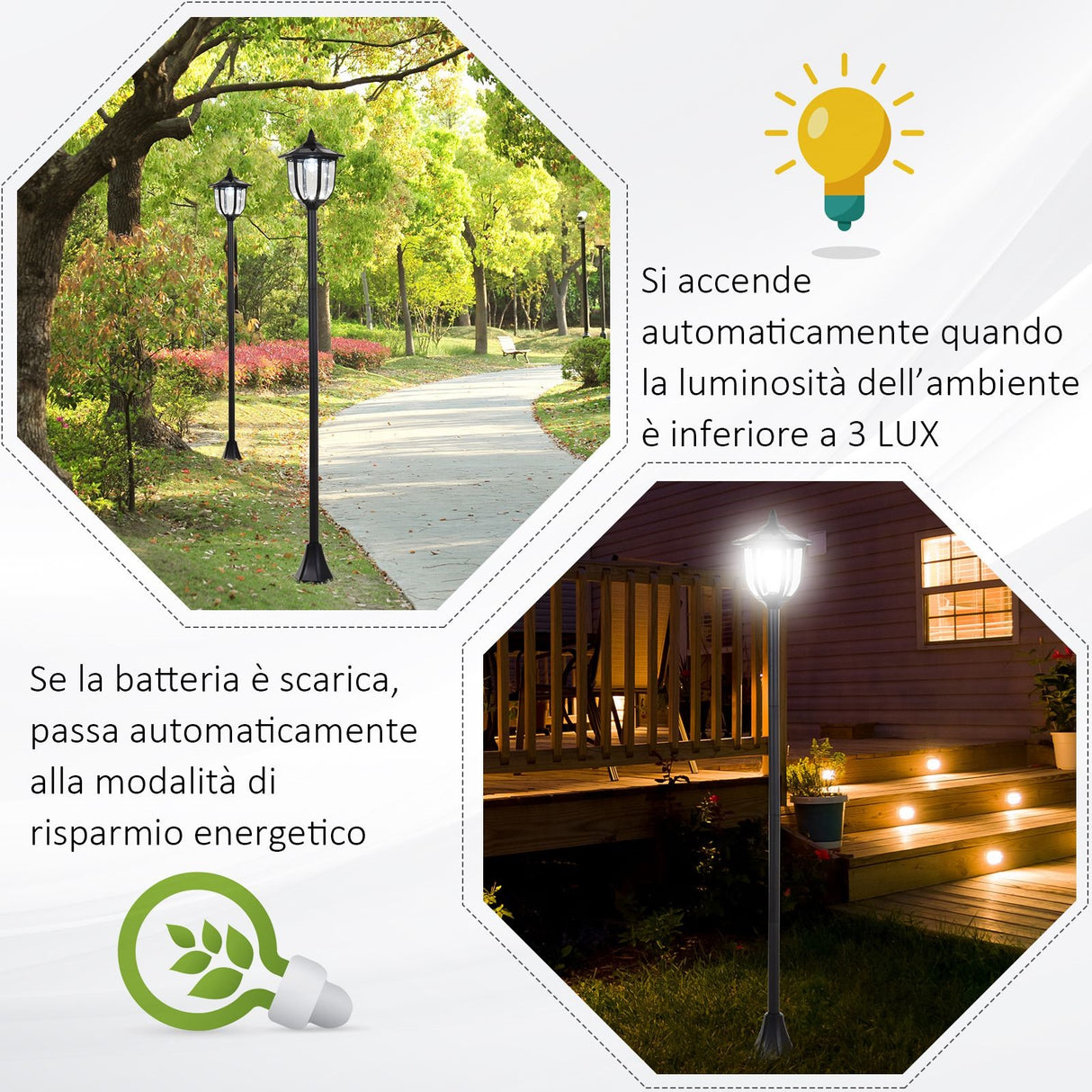 easycomfort easycomfort lampione da esterni con 6 luci led accensione automatica impermeabile