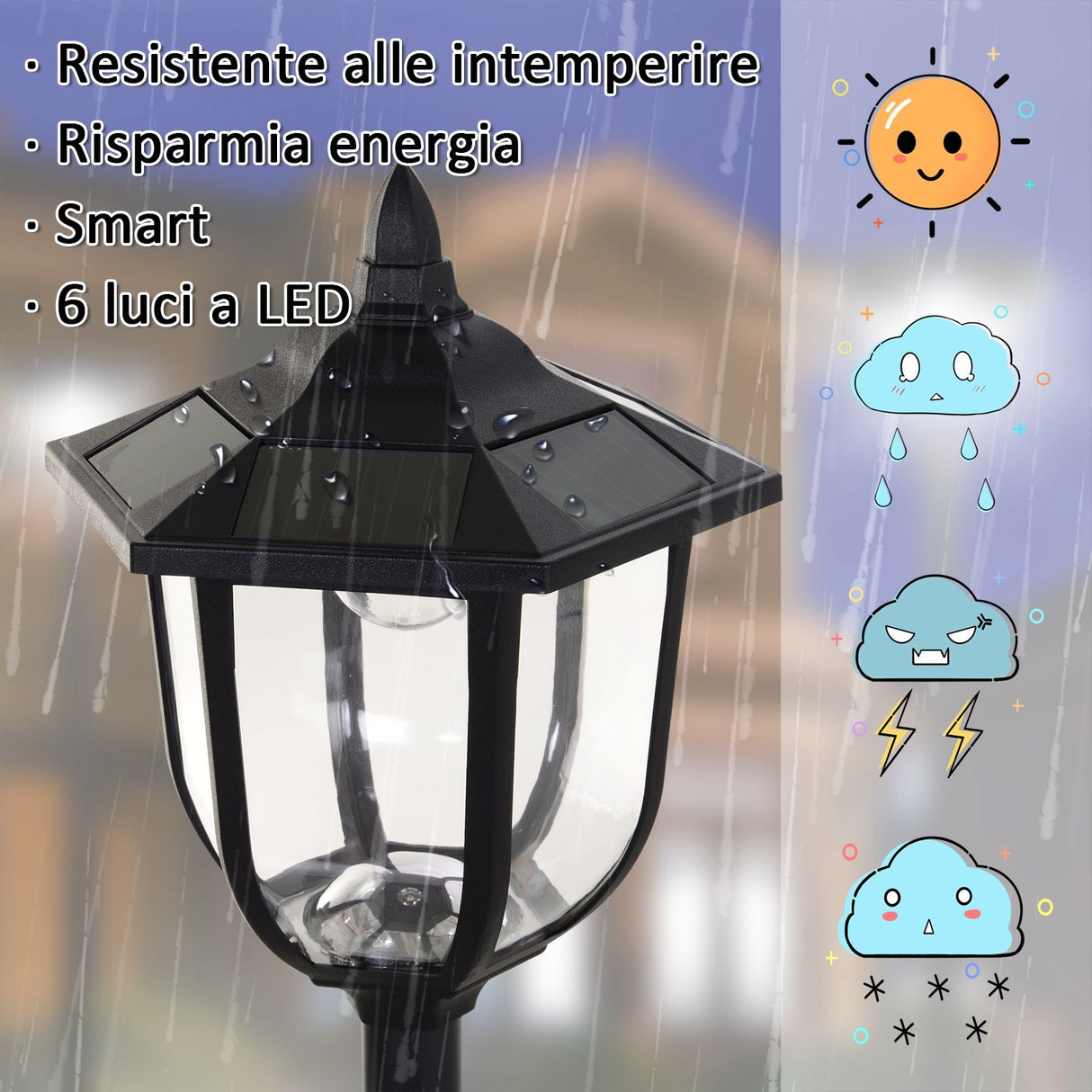 easycomfort easycomfort lampione da esterni con 6 luci led accensione automatica impermeabile