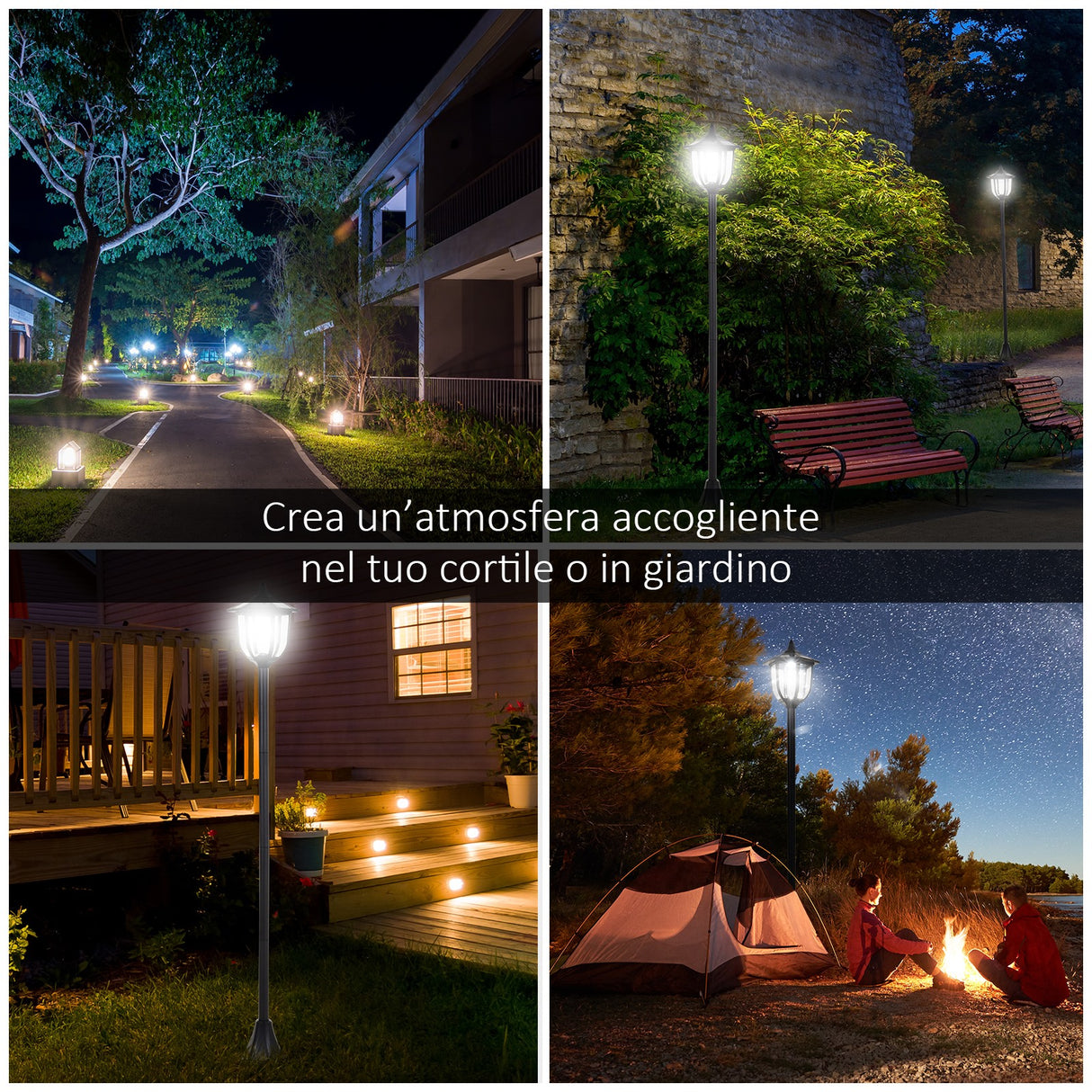 easycomfort easycomfort lampione da esterni con 6 luci led accensione automatica impermeabile
