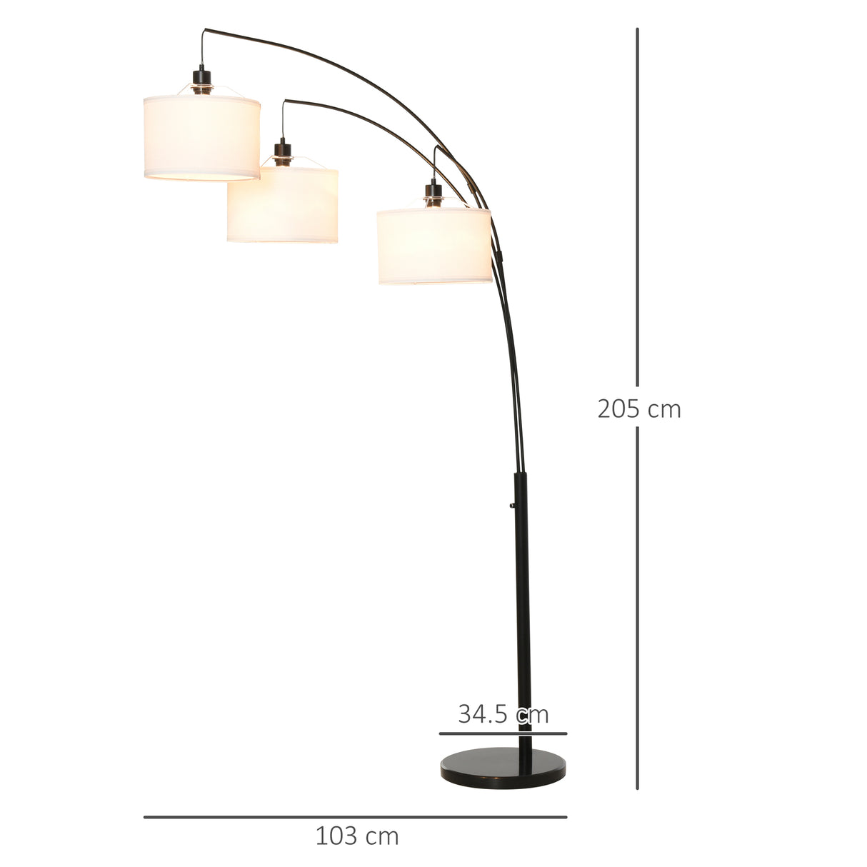 easycomfort easycomfort lampada da terra 3 luci e braccia flessibili base in marmo altezza 205cm ean 8055776913513