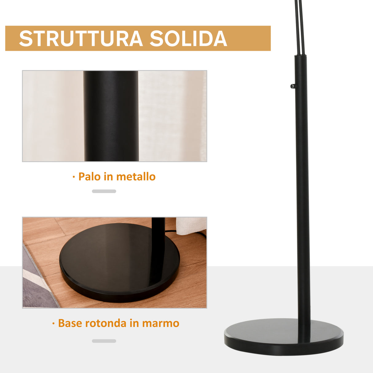 easycomfort easycomfort lampada da terra 3 luci e braccia flessibili base in marmo altezza 205cm ean 8055776913513