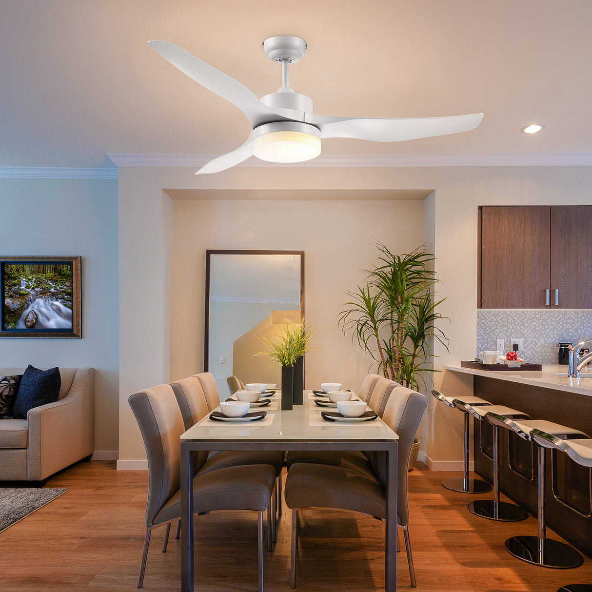 easycomfort ventilatore da soffitto con luce led a 3 modalita con telecomando 6 velocita 132x40cm