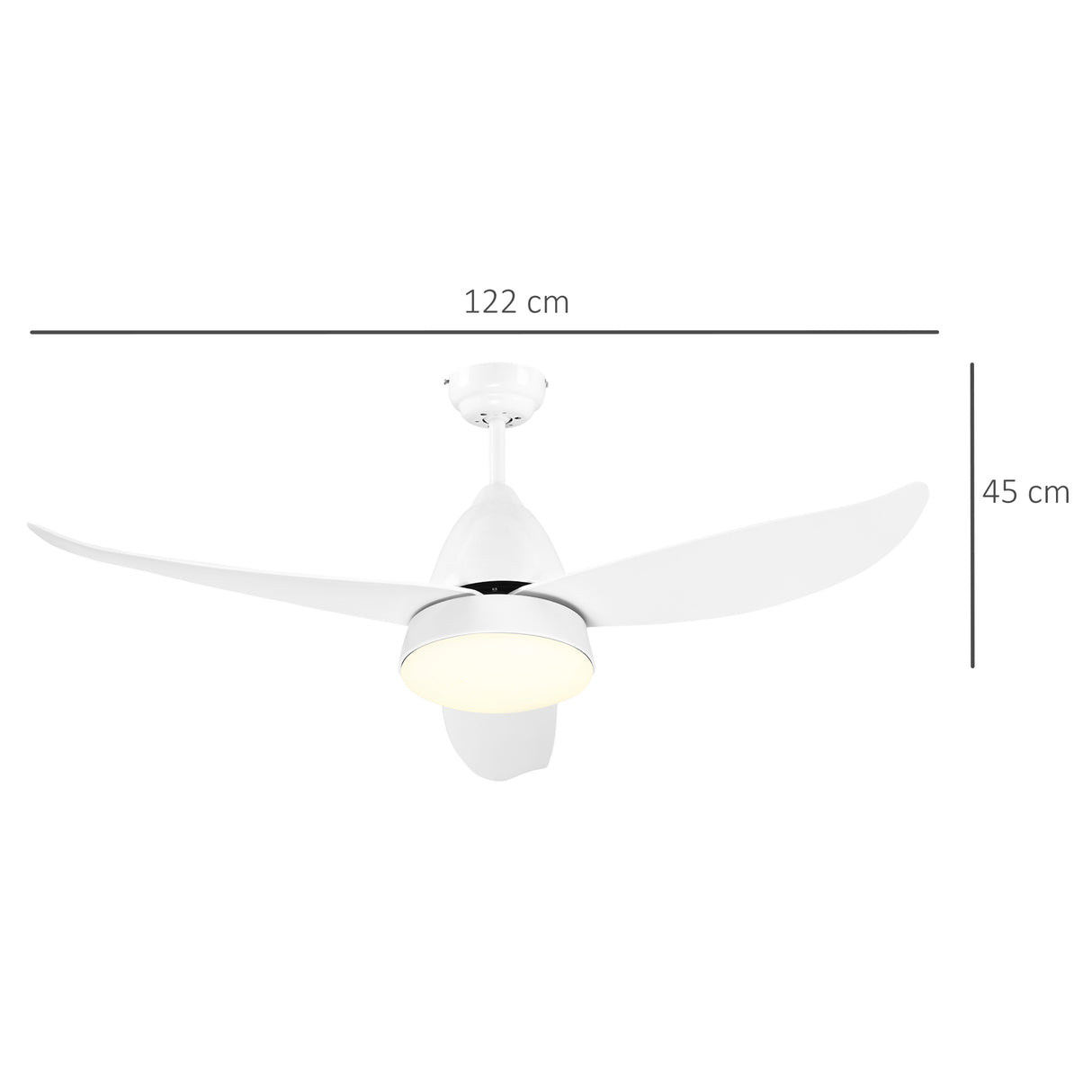 easycomfort ventilatore da soffitto 3 lame con luce led e telecomando incluso 6 velocita per interni 122x45cm bianco