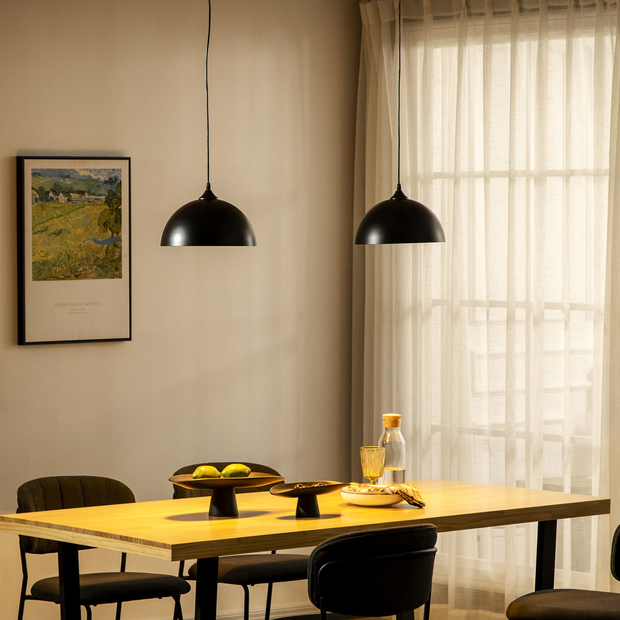 easycomfort easycomfort lampada a sospensione moderna ad altezza regolabile set 2 pezzi in metallo con viti incluse 30x126 cm nero