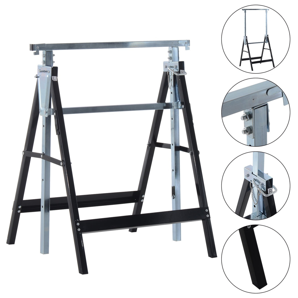 easycomfort set 2 cavalletti da lavoro pieghevoli telescopici altezza regolabile in tubi d acciaio