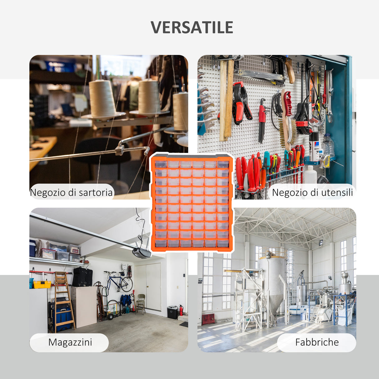 easycomfort easycomfort cassettiera box per accessori minuteria arancione 38x16x47.5cm