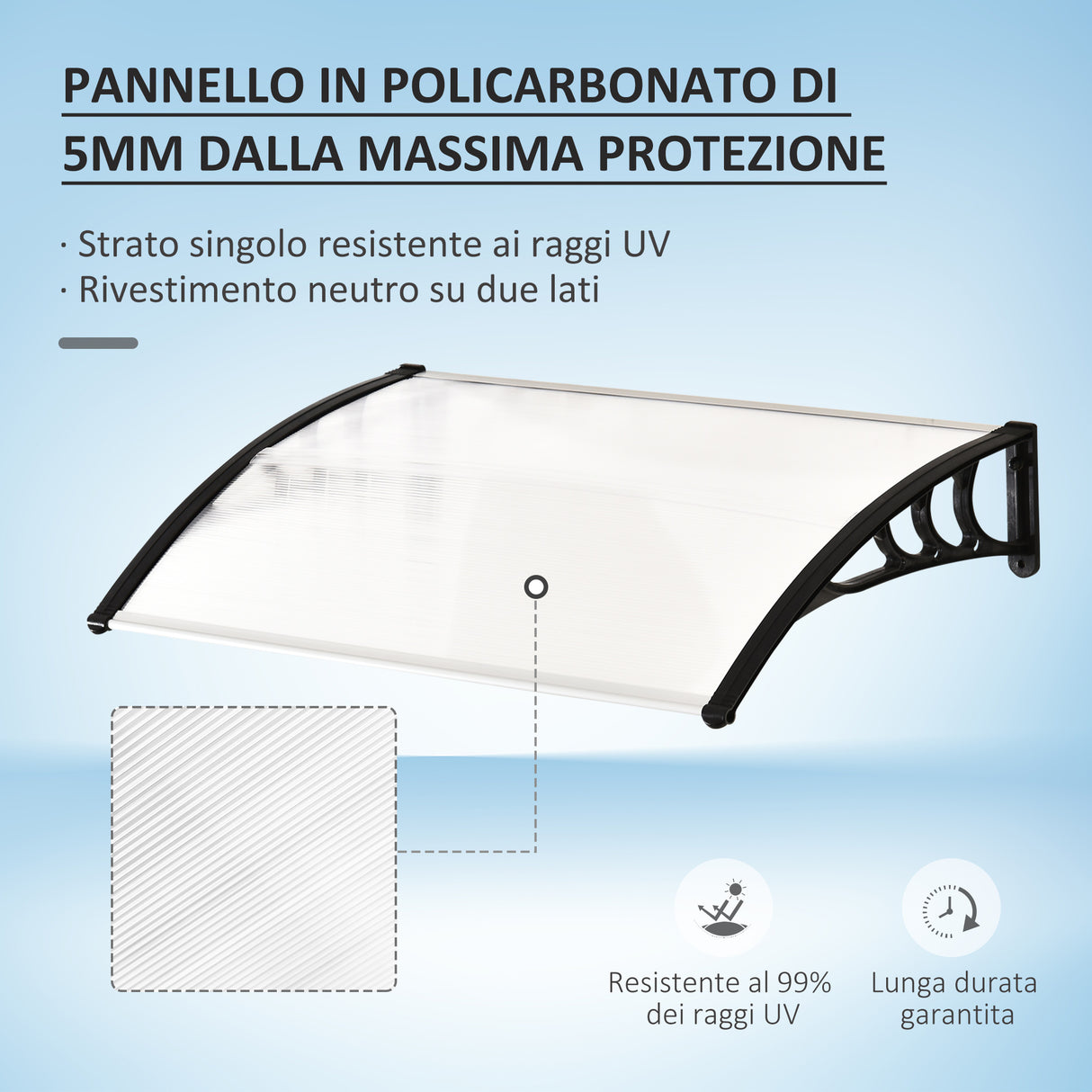 easycomfort easycomfort pensilina tettoia per porta o finestra impermeabile e anti uv in policarbonato 80 x 100 x 23 cm