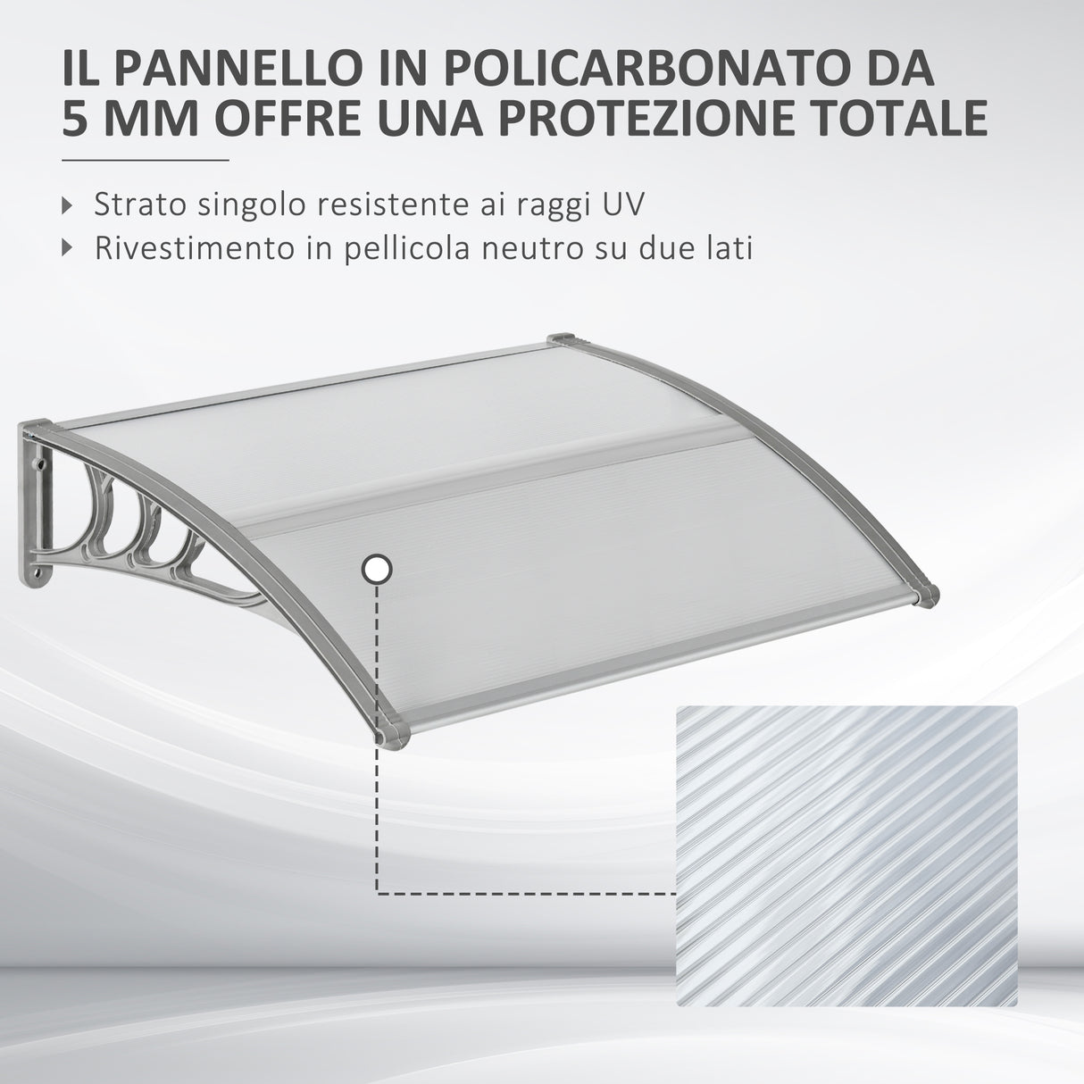 easycomfort tettoia in policarbonato anti uv da esterno per porte e finestre 200x80cm