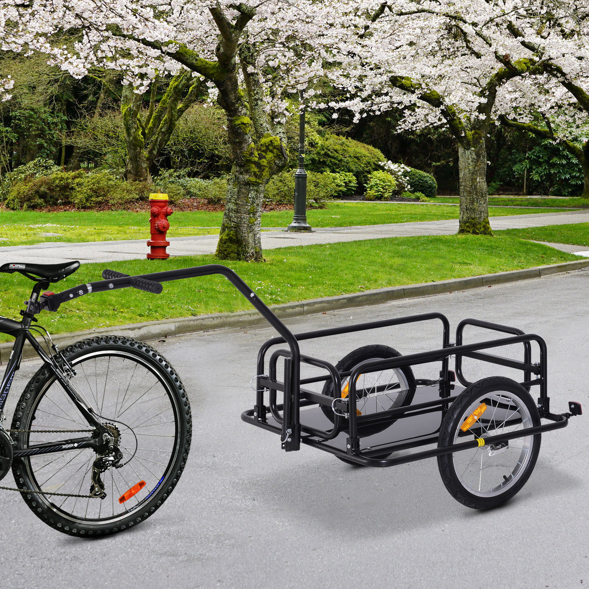 easycomfort easycomfort carrello rimorchio per bicicletta nero 156x72x82cm