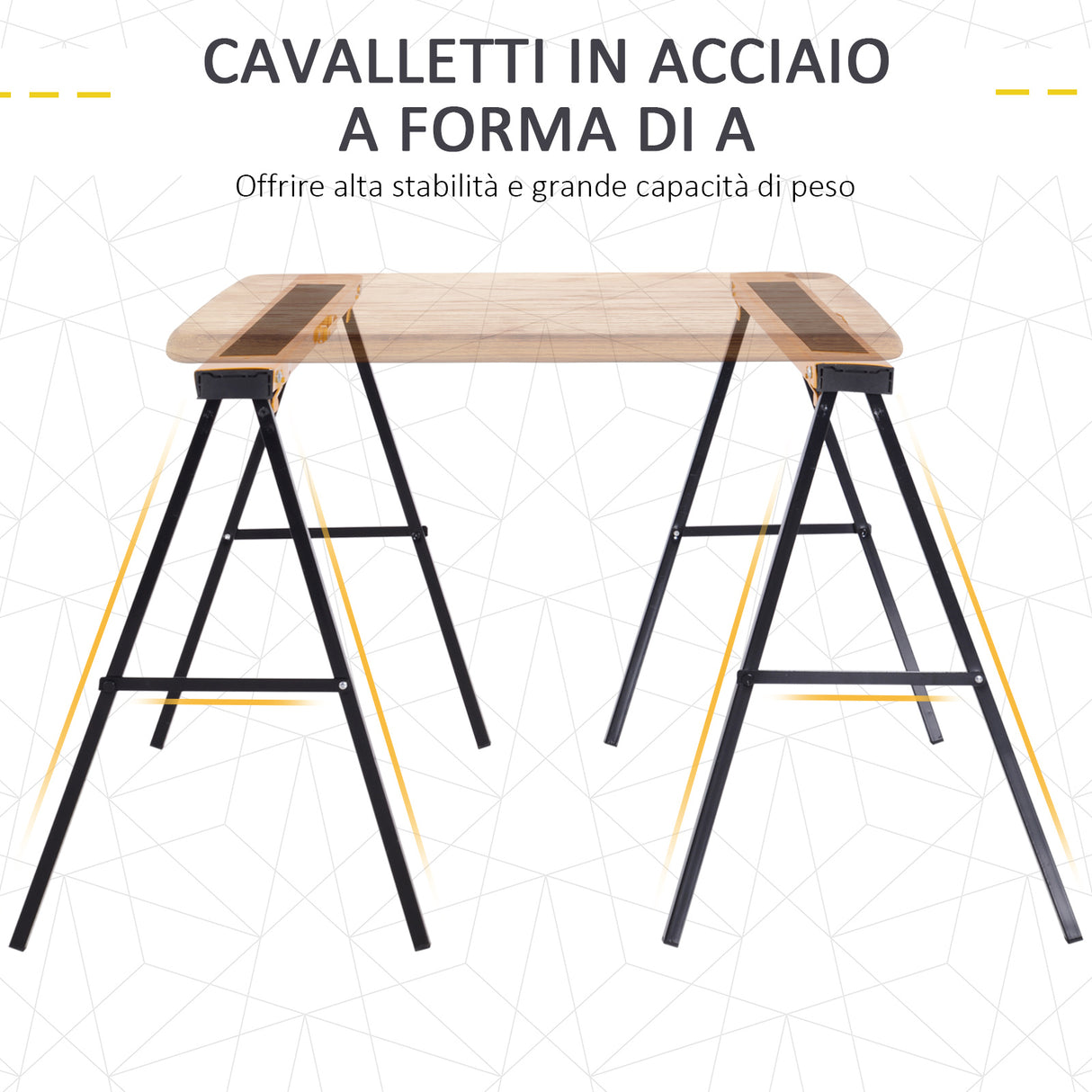 easycomfort easycomfort set 2 cavalletti da lavoro pieghevoli in acciaio portata 250kg