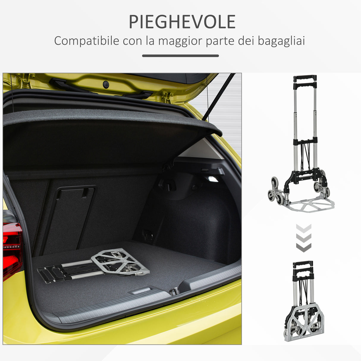 easycomfort easycomfort carrello portapacchi pieghevole in alluminio con 6 ruote per scale carico 70kg