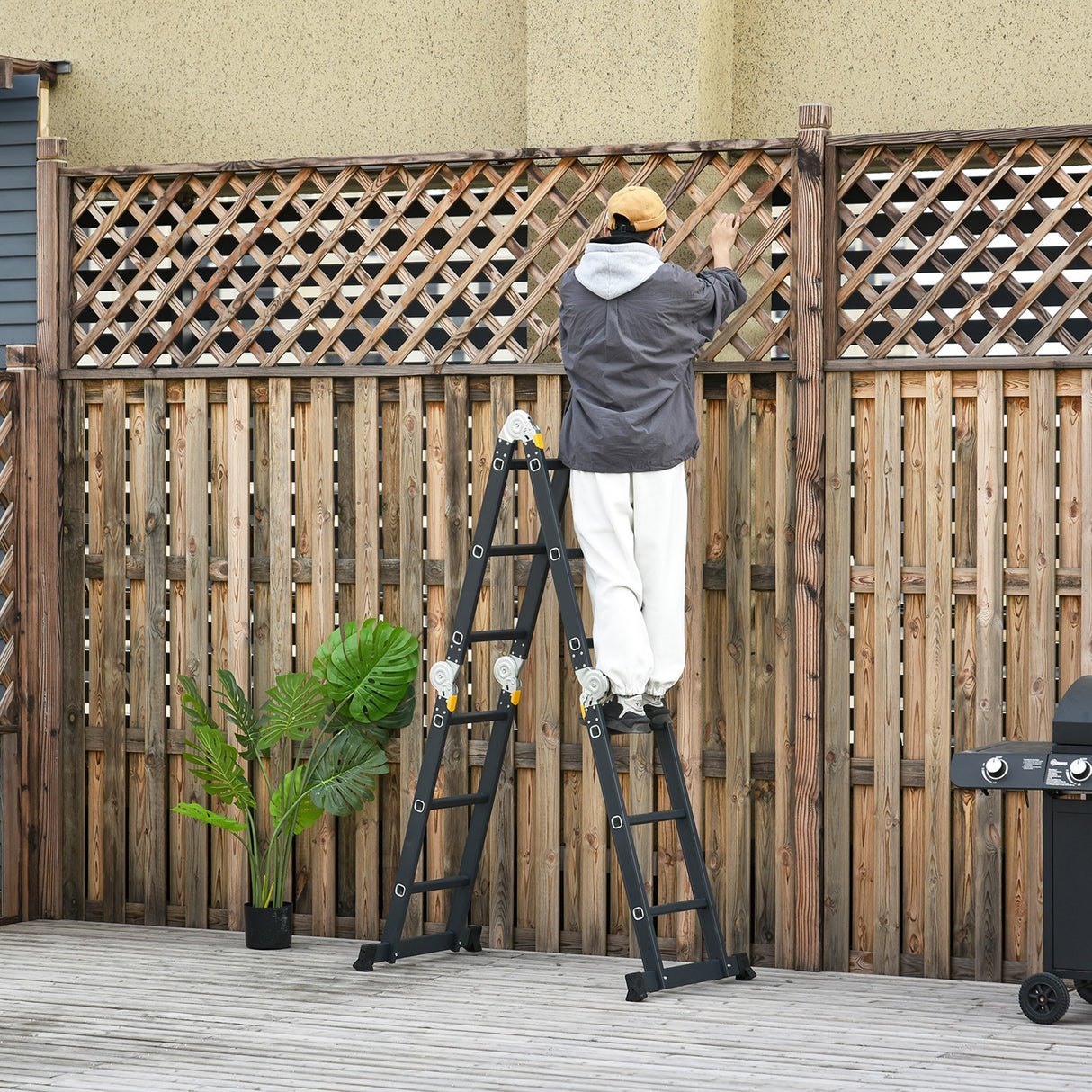 easycomfort scala in alluminio 5 in 1 nera per interni ed esterni carico massimo 150kg 370x61x11 cm