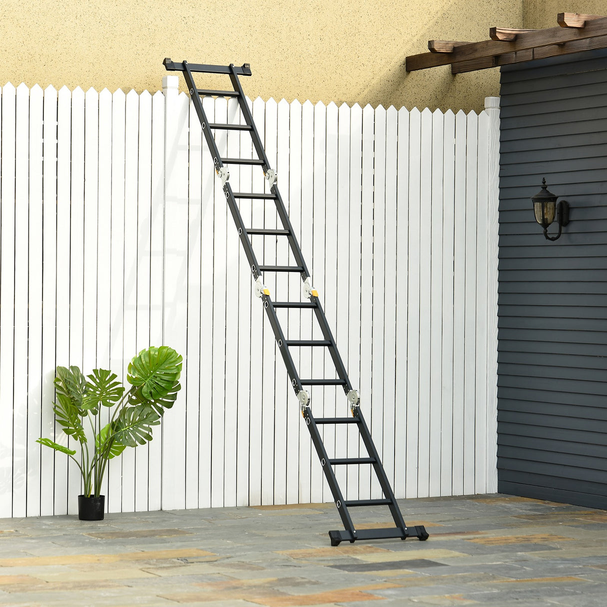 easycomfort scala in alluminio 5 in 1 nera per interni ed esterni carico massimo 150kg 370x61x11 cm